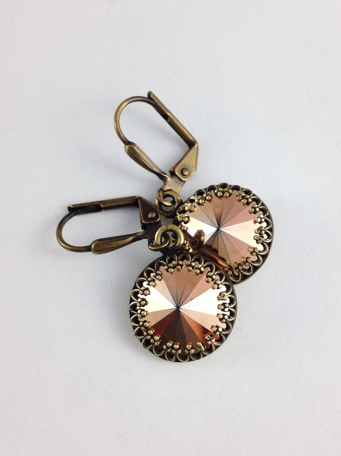 Rose Gold Crystal Earrings Antique Brass Jewelry Sale:
