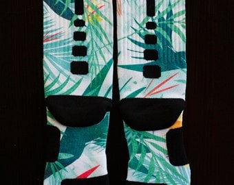 Custom Nike Elite Socks for Lebron 10 Shoes "Championship" Light Blue