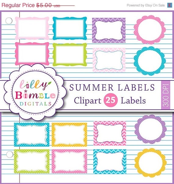 50% off Summer labels, frames, with chevron, polka dots in turquoise, pink, orange, purple printable INSTANT DOWNLOAD Il_570xn