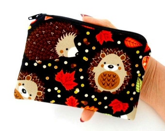 Hedgehog Haven Little Zipper Pouch ECO Friendly Padded Coin Purse Gadget Case