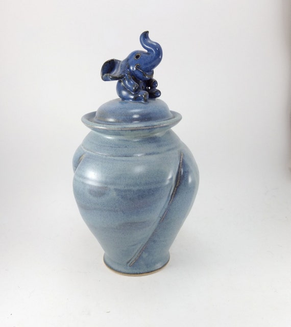 blue green elephant jar