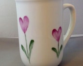 China Painted Heart Flower  Mug