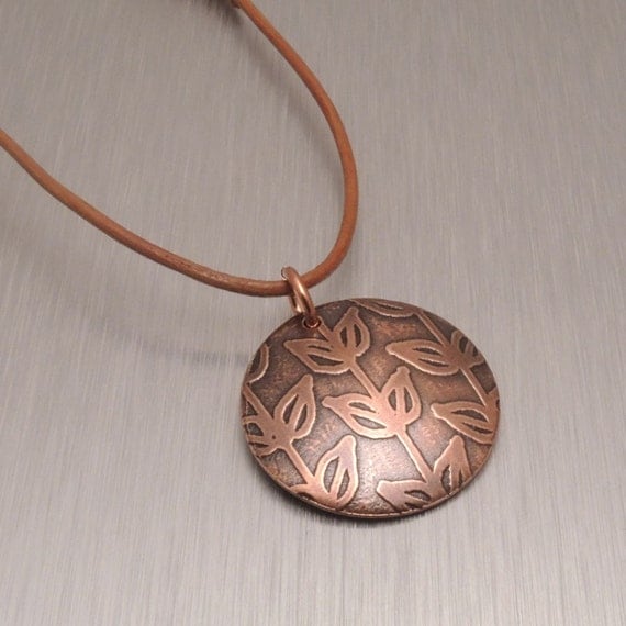 Etched Copper Pendant Vine