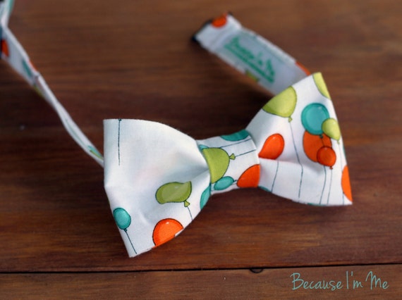 Boys Bow Tie Wonderful fun orange green balloons by becauseimme