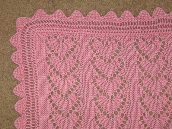 Lace Heart Chains Baby Blanket knitting pattern pdf digital