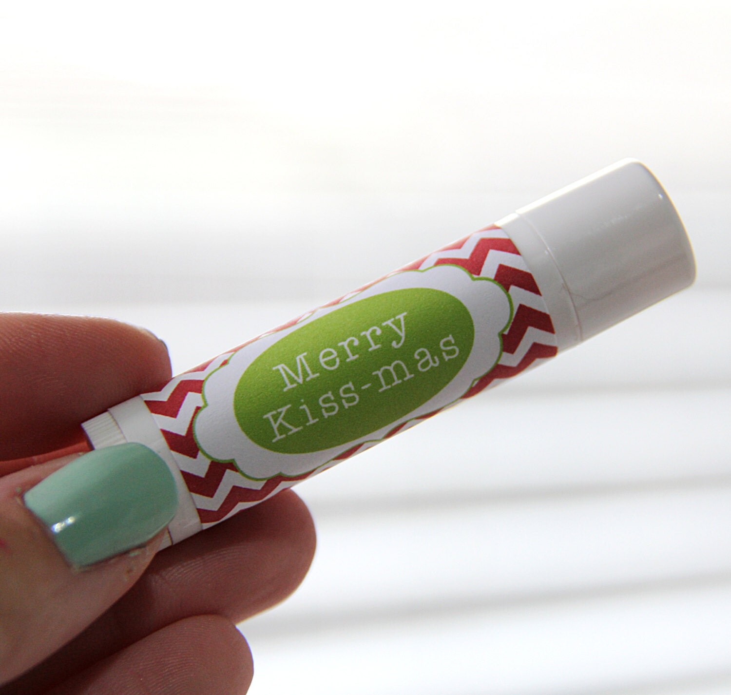 Personalized Lip Balm Stickers Christmas Chevron by Autumnleah