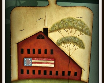 Americana Primitive Saltbox House Plaque Home Decor