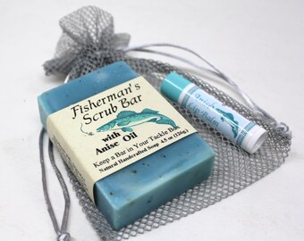 Fishermans Gift Set - Handmade Fishing Soap & Lip Balm for him - Perfect Fishing Gift Set for Dad, birthdays, for Fathers Day