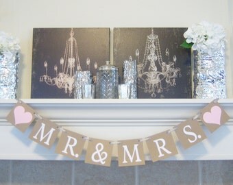 Mr.and Mrs.Wedding Signs, Wedding Garland Banner, Anniversary party, MR & MRS banner, Photo prop, rustic barn country Wedding, banners