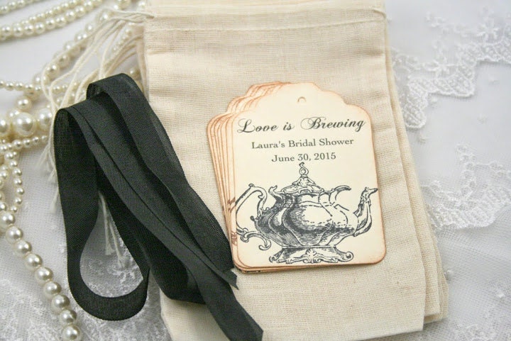 Tea Party Favor Kit Diy Muslin Bags Teapot By Onthewingspaperie