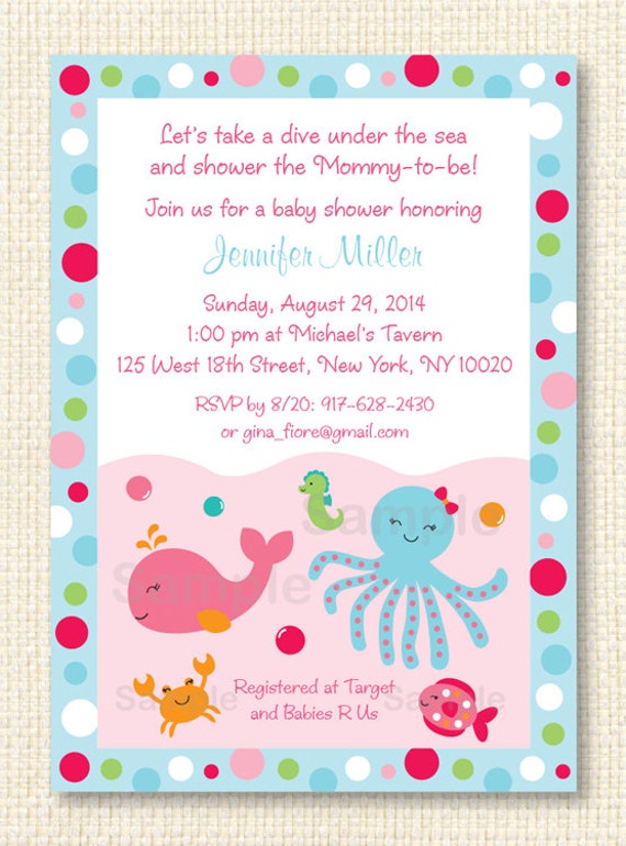 Pink Under the Sea Printable Baby Shower Invitation EDITABLE TEXT