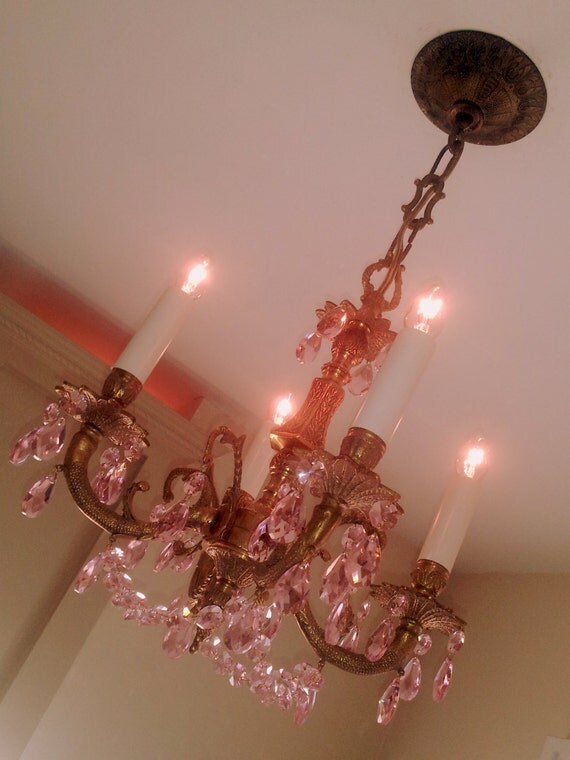 Brass Made  Antique in chandelier made with  in Crystal Arm Spain spain Petite 4 Solid  Chandelier antique