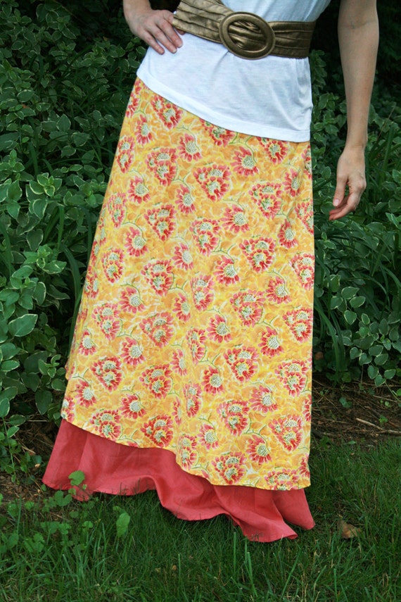 Indian Cotton Skirt Long Flowing Summer Skirt by oohlajena on Etsy