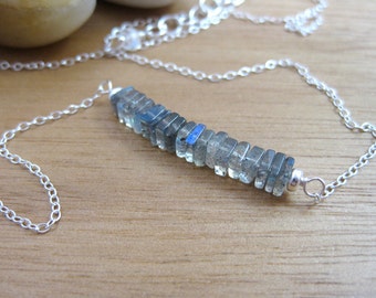 Labradorite Necklace Gemstone Sterling Silver Necklace Layering Necklace Minimalist Jewelry Minimalist Necklace Row Necklace - Starlight