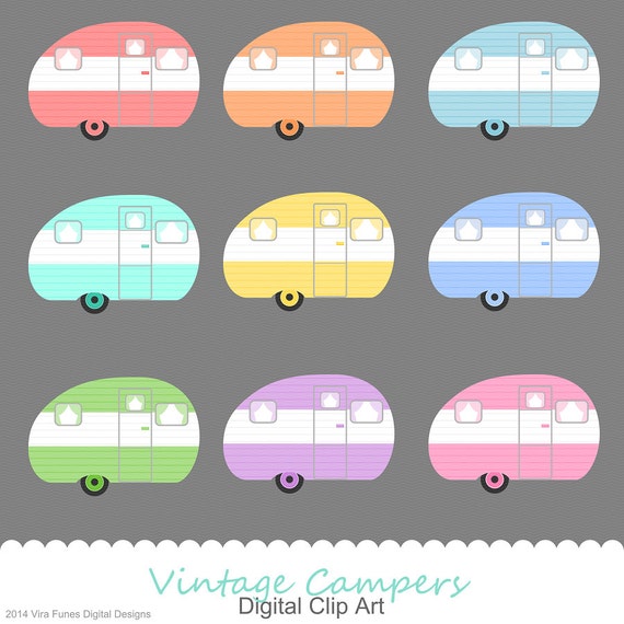 Items similar to Vintage Campers Digital clip art, clipart ...