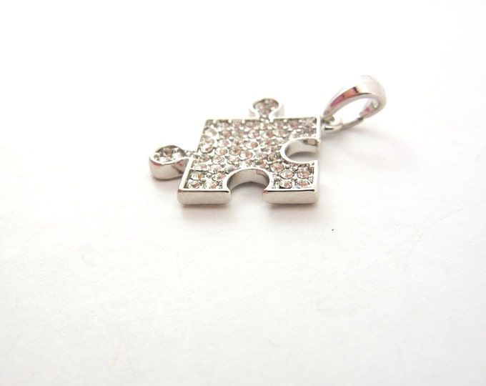 Puzzle Piece Pendant Autism Symbol Silver-tone