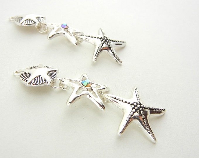 Silver-tone Starfish Drop Charms