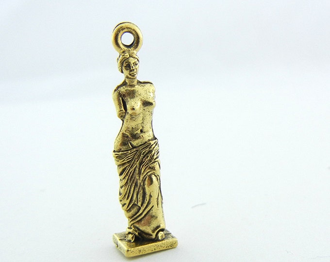 Gold-tone Pewter Charm of the Venus de Milo Sculpture