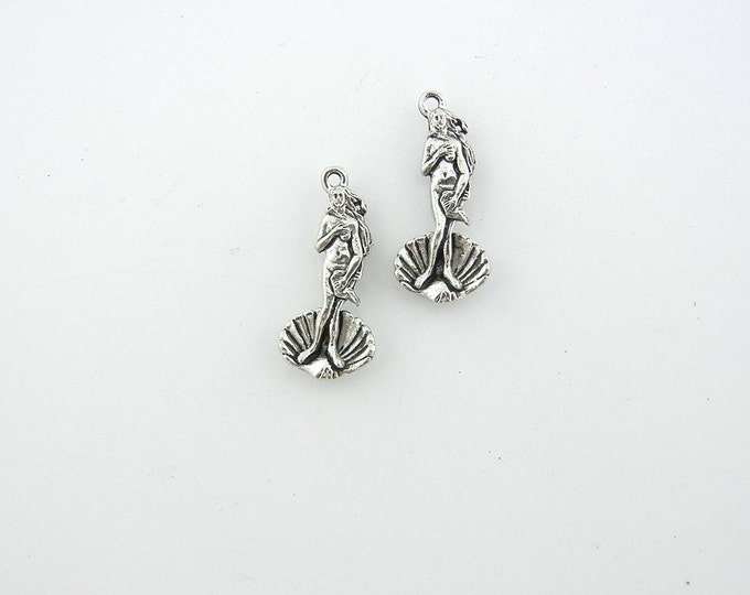 Pair of Silver-tone Pewter Venus on the Half Shell Charms