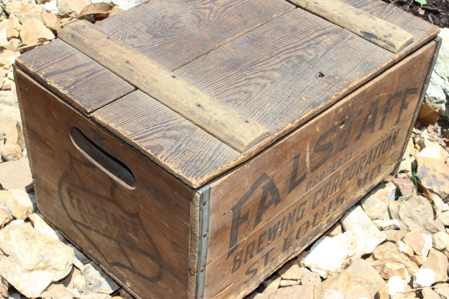 Vintage Falstaff Wooden Beer Case Box Gresideck Brothers