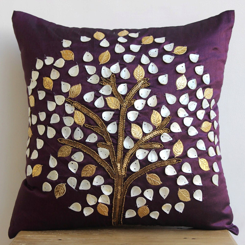 Luxury Plum Pillow Cases 16x16 Silk Throw Pillows