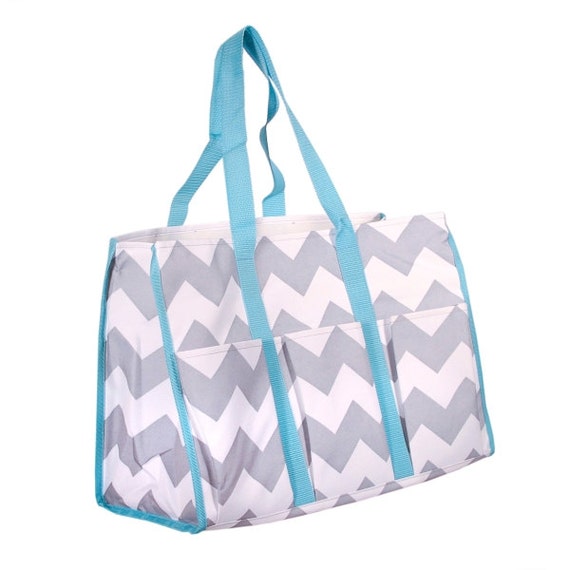 Gray & Aqua Chevron Organizer Tote-Organizer by nonalouise on Etsy