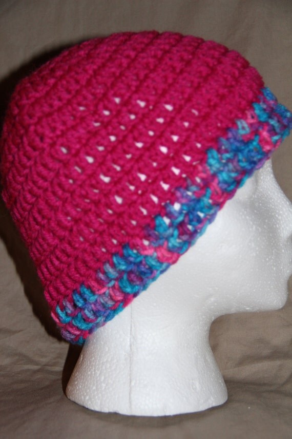 Unisex Crochet Chemo Head Hugger cap Bright Pink by pmscrafts
