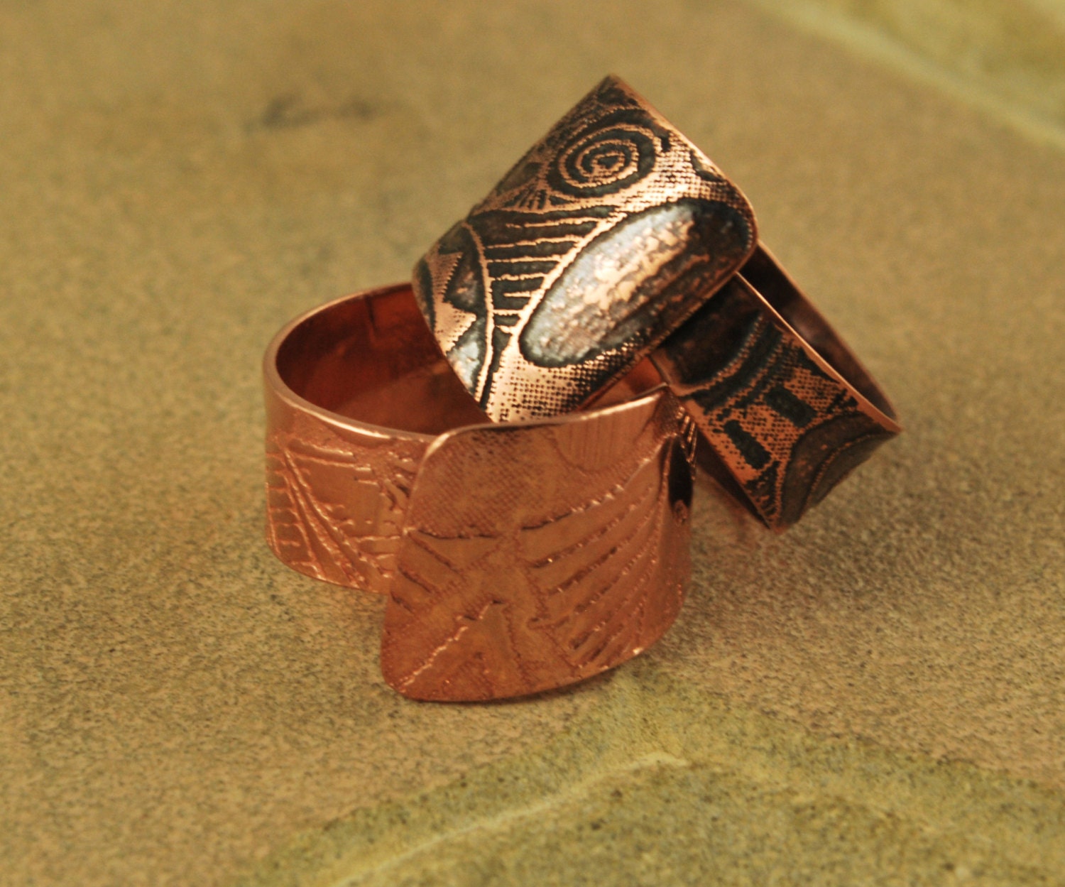 Etched Copper Ring Adjustable size