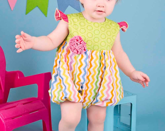 Baby Shower Gift - Girls Romper - 1st Birthday - Handmade - Gift for Baby - Reborn Doll - Outfit - Rainbow - Chevron - Newborn to 18 months