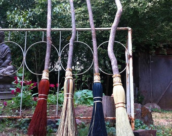 Witch's Besom in your choice of Natural, Black, Rust or Mixed Broomcorn - Magical Broomstick - Witch's Broom