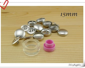 15 sets of 15mm ( 5/8 inch ) Size 24 Self cover buttons with Assembly tool fabric cover button kit