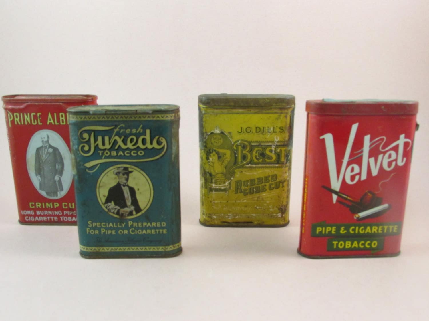 Vintage Tobacco Tin Set of Four Pipe and Cigarette Tobacco