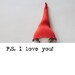 Rainbow Red Gnome - Art doll brooch mixed media collage