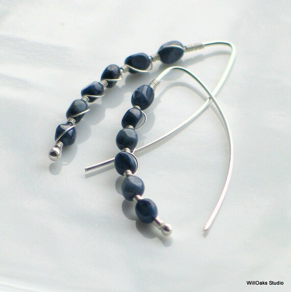 Navy Blue Stone Jewelry Set Artisan Silver by WillOaksStudio