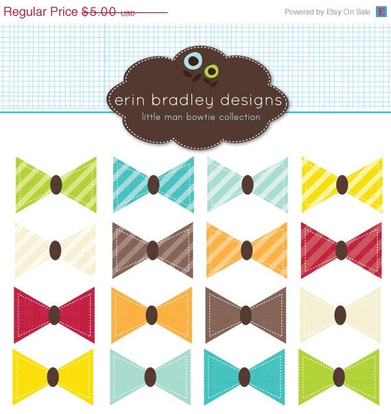 50% OFF SALE Little Man Bowties Clipart Clip Art Personal and Commercial Use Digital Designs Il_570xn