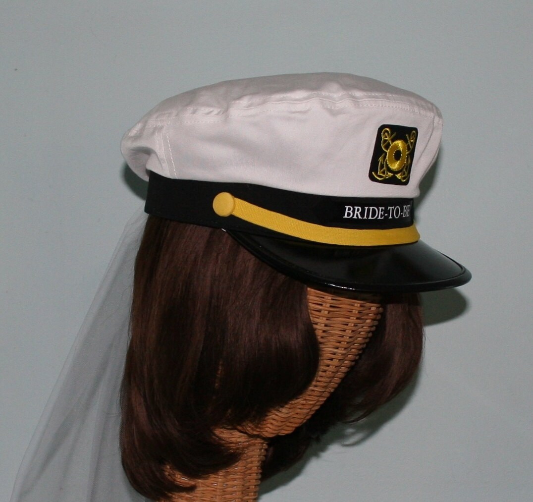 Personalized CAPTAIN'S Hat w/ VEIL perfect for Nautical