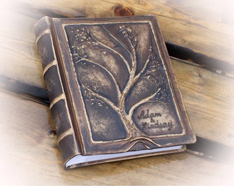 Leather photo album 10 x 7 1/2 with embossed Tree for 200 photos