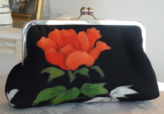 red rose clutch bag