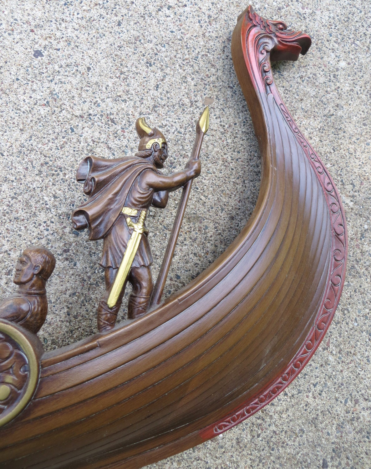 Vintage Syroco Viking Ship Wall Art 1960 Plastic Mid