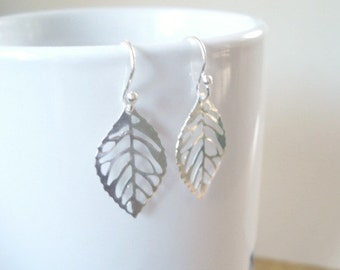 Silver Leaf Earrings Small Silver Lightweight Earrings Leaf Earrings Drop Leaf Earrings Leaf Jewelry