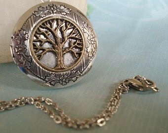 Tree of Life Necklace Silver Tree Locket Silver Round Locket Necklace Round Silver Tree Jewelry Family Locket
