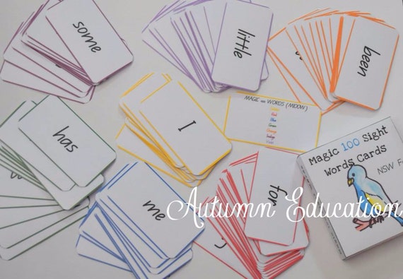 Magic 100 Sight Words Cards Flashcards Set 1 by AutumnEducation