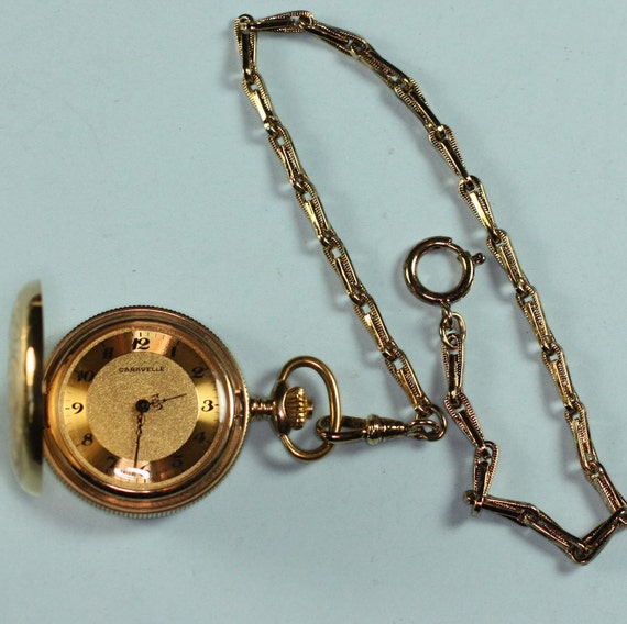 Caravelle Pocket Watch Gold Plated Metal Vintage