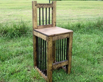 Industrial Bar Stool - Reclamed Wood Furniture - Rustic Decor