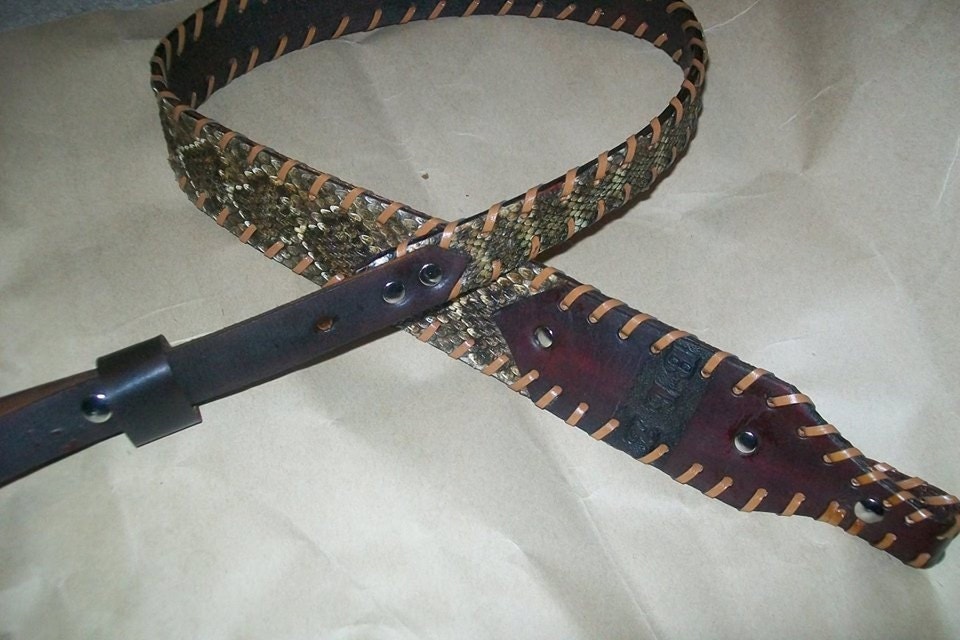 Rattlesnake Skin Rifle Sling with or without by TheLeatherArtist