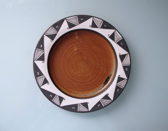 American Indian Design Pottery Plate Abstract by BlueRoseRetro