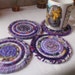 Purple Bohemian Coiled Fabric Coasters - Set of 4 - Kitchen, Entertaining, Hostess Gift