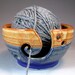 Yarn Bowl in Lapis and Shino Glazes- stoneware thrown on Potter's Wheel- ready to ship