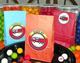 Fire Truck Birthday Party Favor Goody Bags w/Sticker Seals. Fire Truck Goody Bags. Loot Bags. Fire Truck Party Bags. Kid Favor Bags 10 Count