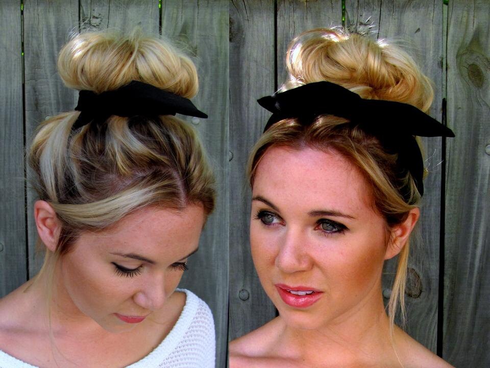 Black Bun Wrap Wire Flex Headband Pin Up Bun Wrap Hair Tie